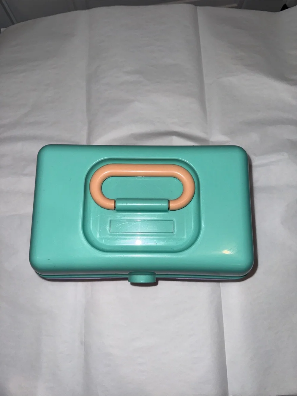 Classic Caboodles Mint Green & Lavender Makeup Case with Peach Handle